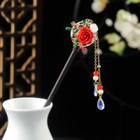 Palo De Pelo Vintage De Madera Para Mujer Hecho a Mano Flor De Lujo Peine De Cabello Accesorio De Joyería Para Cabeza Para Boda Fiesta - details 17