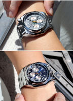 Reloj De Cuarzo Para Hombre MINI FOCUS Cronógrafo Resistente Al Agua Con Luminiscencia Y Calendario Correa De Acero Inoxidable Estilo Business - details 26