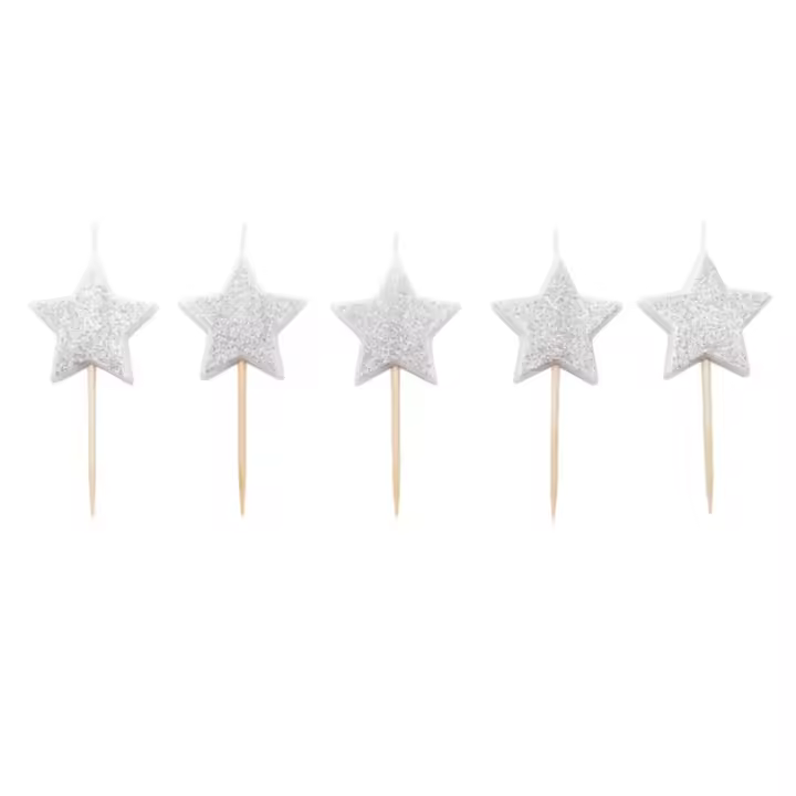 Velas Estrellas Plateadas - Incluye Clavo - Material Parafina - 1