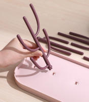 Rack De Secado Para Botellas De Bebé En Rosa Y Beige Soporte De Almacenamiento Removible Para Copas De Alimentación Con Agujeros Para Drenaje Compatible Con Máquina De Secado - details 6