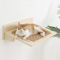 Cama Para Gato De Muro En Hamaca Para Grandes Gatos O Gatitos Muebles Con Alas Y Perches De Cuerda De Sisal Y Madera Para Saltar De PETRAVEL - details 0