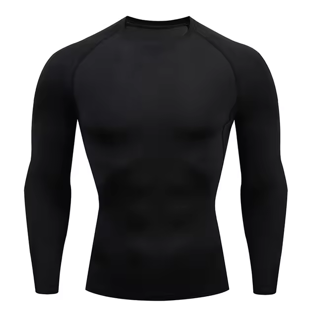 Camiseta Deportiva Para Hombre Secado Rápido Manga Larga Compresión Para Correr En La Pista Y Entrenar En El Gimnasio Top De Fitness Antiarrugas - 1