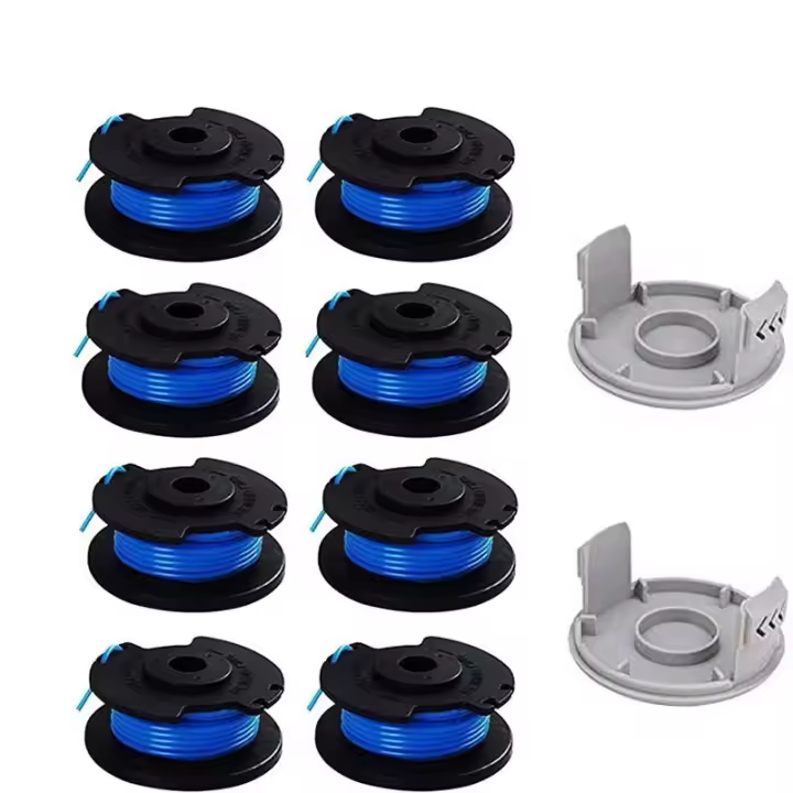 10 paquetes de carretes de repuesto para recortadora de pulgar Ryobi, compatible con Ryobi One + AC14RL3A, recortadora inalámbrica, 8 carretes + 2 tapas de corte girasol - 1