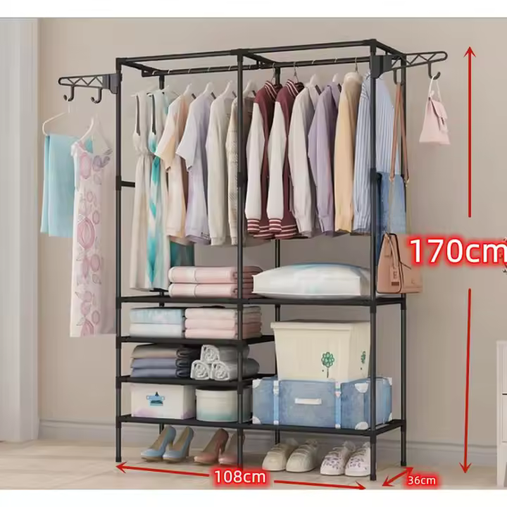 Perchero de pie y Zapatero Pared para Ropa Abrigos Estantería ropa estante MODA zapato armario empotrado organizador Vestíbulo - 1