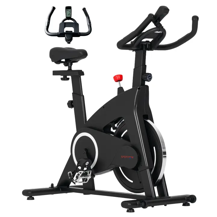 SPORTNOW Bicicleta Estática Bici Estática con Volante de Inercia 15 kg Pantalla LED Ejercicio Silencioso Manillar y Asiento Ajustable Carga 120 kg para Casa Gimnasio Negro - 1