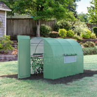 Outsunny Invernadero de Túnel 3x2x2 m con Puerta y Ventanas Función de Drenaje Invernadero de Jardín Grande con Cubierta de PE y Metal Galvanizado para Cultivos Plantas Verduras Verde - details 1