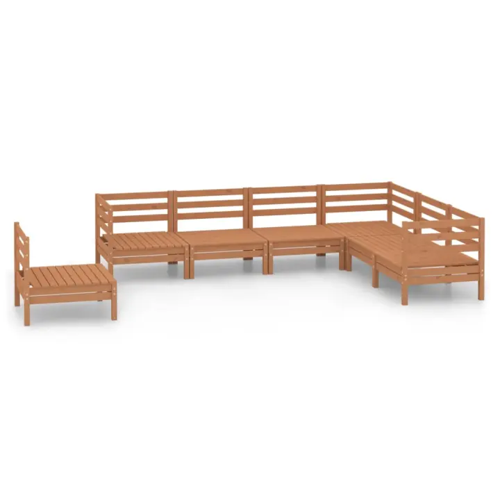 vidaXL Juego muebles de jardín 7 pzas madera maciza pino marrón miel - 1