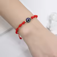 Pulsera De Ojo De Diablo Teñida De Rojo Con Hilo Trenzado 12pcs/set Accesorio Exótico Para Hombres Y Mujeres - details 2