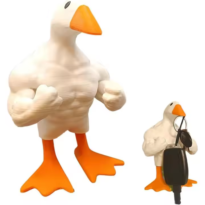 Llavero magnético de pato ganso, adorno de estatua de pato magnético, llavero magnético divertido de pato musculoso, accesorios de escritorio kawaii, adorno de mesa para habitación y oficina - 1