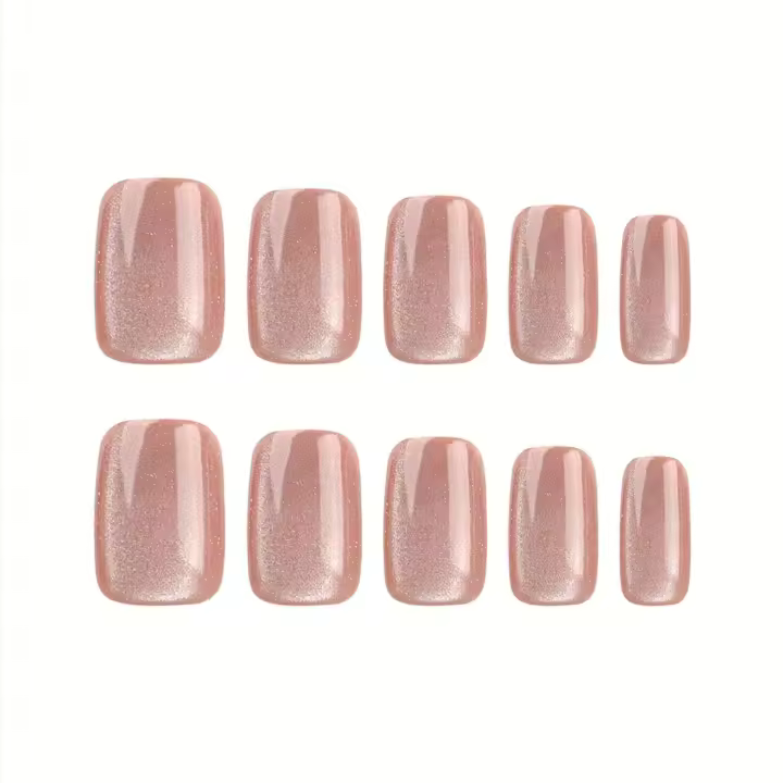 Kit de uñas postizas Cat-eye: 24 uñas postizas acrílicas de gel elegante de lujo con pegamento, reutilizables. - 1