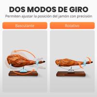 RELAXTY | Soporte para Jamón Basculante y Giratorio con Accesorios | Base de Bambú + Cuchillo y Afilador - details 4