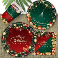 Juego De Juego De Mesa Desechable Para Fiesta De Navidad 2024 Decoración Para Hogar Suministros De Navidad Vaso Y Platos Para Año Nuevo - details 3