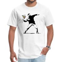 Camiseta De Algodón Para Hombre Con Diseño De Arte Callejero Banksy Florista T-shirt De Moda Casual De Talla Grande - details 2