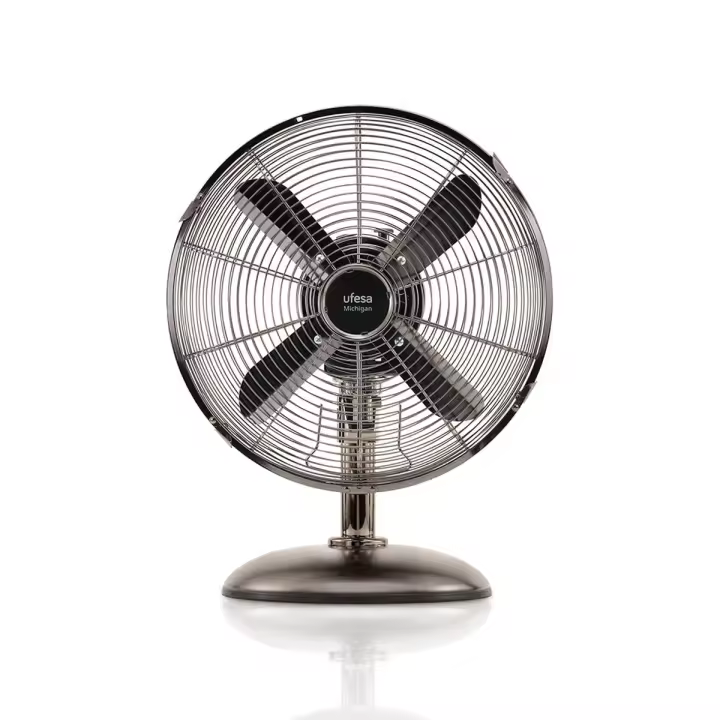Ufesa - Ventilador sobremesa Michigan Mini de 30 cm con 4 aspas, 3 velocidades ajustables y oscilación izquierda-derecha para una distribución uniforme del aire en hogar u oficina, potencia 40W - 1