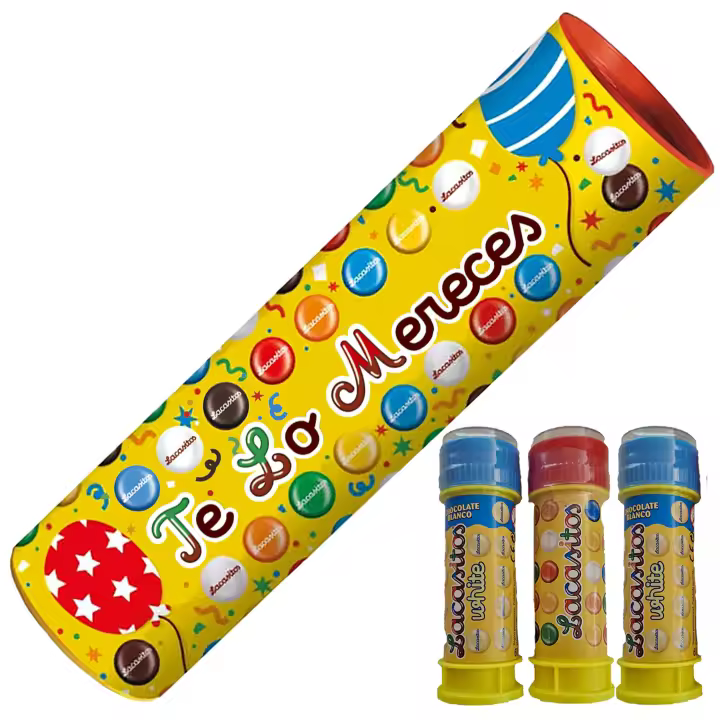 Lacasitos Megatubo 1,5 KG-Te lo mereces + 3 POMPEROS LACASITOS - 1