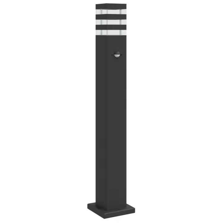 vidaXL Lámpara de suelo de exterior con sensor aluminio negro Dimensiones 50 cm, 80 cm, 110 cm - 1