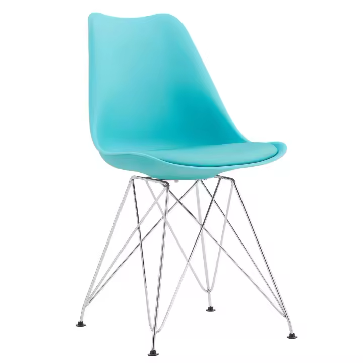 Silla TORRE (SU), cromada, carcasa y cojín turquesa - 1