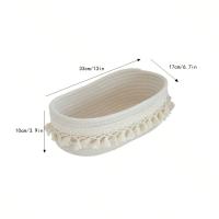 Cesta De Almacenamiento De Algodón Con Borla Estilo Pastoral Para El Hogar Y Sala De Estar Caja De Almacenamiento Ecológica Y Espaciosa Para Artículos Variados - details 0