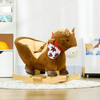 HOMCOM Caballito Balancín para Bebés 18-36 Meses Caballo Balancín con Sonidos de Animal Cinturón de Seguridad Manillar y Reposapiés Carga 40 kg 60x33x50 cm Café - details 1