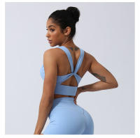 Sudadera De Yoga Para Mujer Soporte Alto Top De Cintura Alta Deporte Fitness Correr En La Pista Crocante Trasero Cruzado Ropa Deportiva Transpirable Y Elástica - details 3