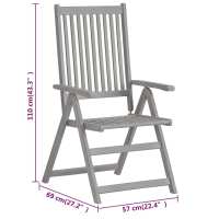 vidaXL Sillas de jardín reclinables 2 uds madera maciza de acacia gris - details 7