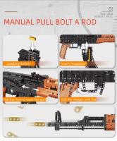AK47 Carabina De Asalto Con Balas Bloques De Construcción AKM Modelo De Arma Simulación Alta Juguetes De Ensamblaje Para Niños Regalo - details 1