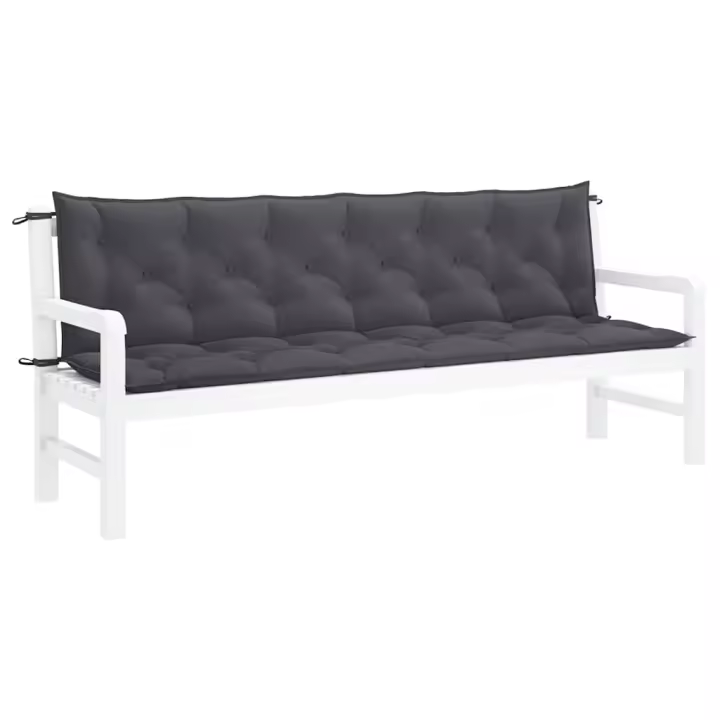 vidaXL Cojín de banco de jardín tela Oxford 200x(50+50)x7 cm en color Antracita/Gris | acolchados duraderos para sofás de jardín terraza exterior - 1