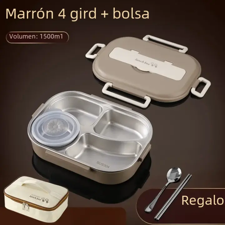 Caja de Almuerzo de Acero Inoxidable Aislada Térmica Portátil, Adecuada para Trabajadores de Oficina, Estudiantes Contenedor de Comida para Calentamiento en Microondas - 1