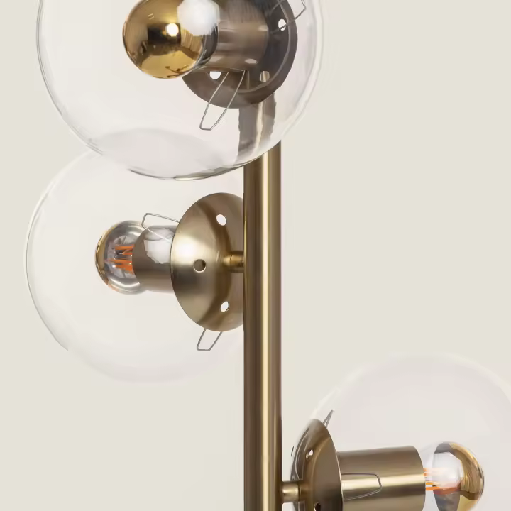Ledkia Lámpara de Pie Metal y Cristal Moonlight Clear 3 Focos Transparente - 1