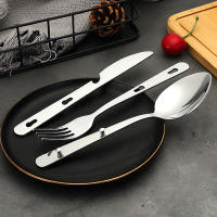 Set De 3 Piezas De Utensilios De Acero Inoxidable Plegables Para Camping Y Cocina Incluye Cuchillo Cuchara Y Vaso No Desechables - details 5