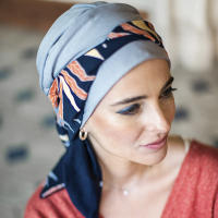 Turbante mujer SMOOTH EXOTIC BLUE - Carebell Headwear - Tejido de bambú - Alopecia y oncología - details 0