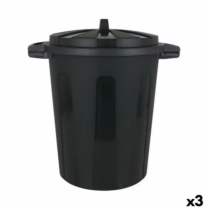 Cubo para la Basura Dem 100 L Negro 64 x 54 x 68 cm (3 Unidades) - 1