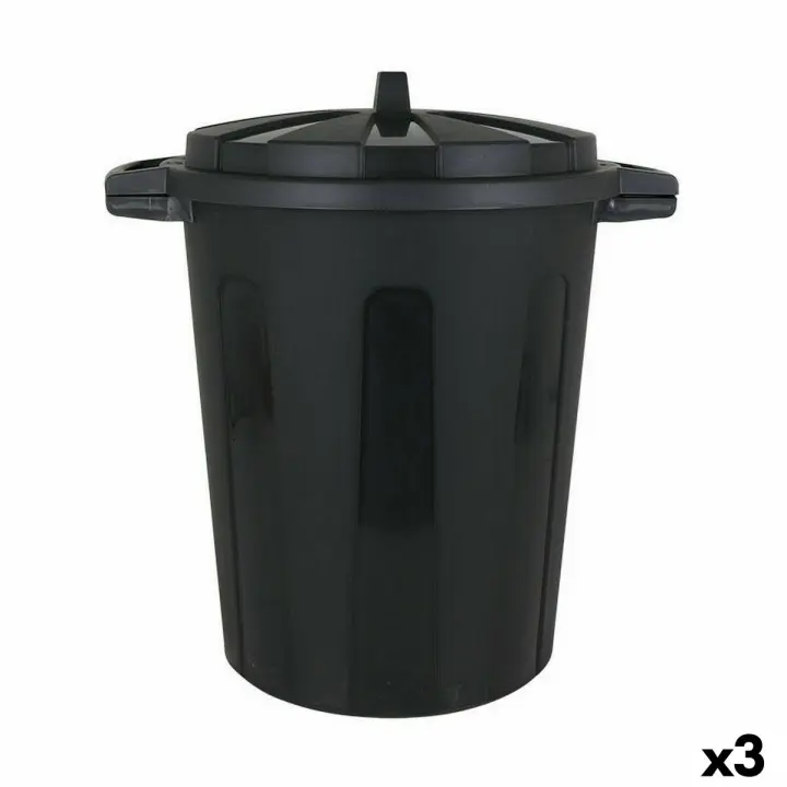 Cubo para la Basura Dem 100 L Negro 64 x 54 x 68 cm (3 Unidades) - 1
