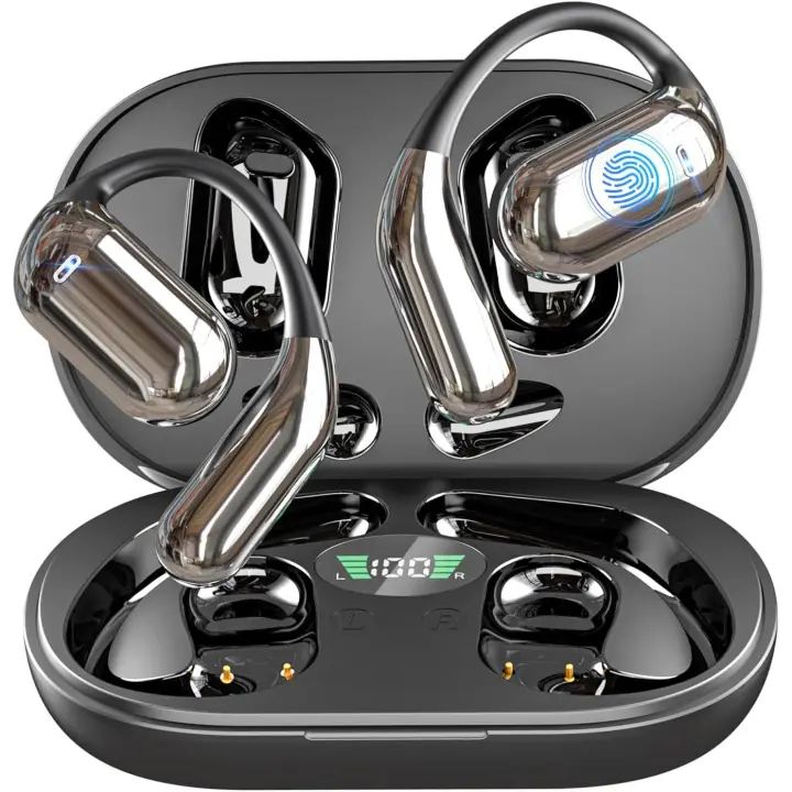 Auriculares inalámdricos, Nuevos auriculares con Micrófono HD, estéreo bilateral, Diseño Abierto, cables, resistentes al agua IPX5 - 1