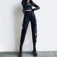 Pantalones De Cargo Negros Para Mujer Casual High Waist Holgados Estilo Hip Hop Punk Pantalones Cortos De Calle Coreanos Para Mujer - details 1