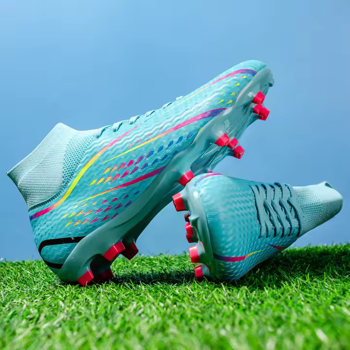 Zapatos De Fútbol Profesionales Para Adultos High-Tops De PU Para Hierba Artificial Y Terrenos De Entrenamiento Exterior Zapatos De Soccer Con Tacón Largo Y Cierre De Cordones - 1
