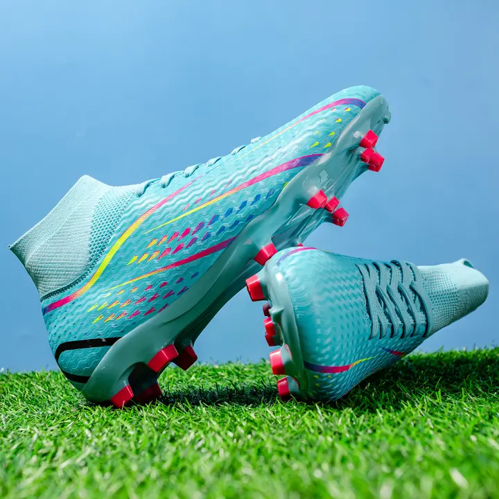 Zapatos De Fútbol Profesionales Para Adultos High-Tops De PU Para Hierba Artificial Y Terrenos De Entrenamiento Exterior Zapatos De Soccer Con Tacón Largo Y Cierre De Cordones - 1