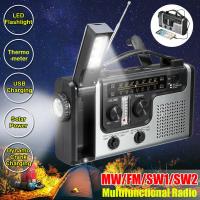 Radio Portátil Multifuncional Con Generador De Manivela Solar Y Dinámica AM/FM/SW1 Con Linterna LED De Lectura Y Previsión Del Clima - details 1