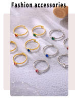 Encanto Anillo de acero inoxidable chapado en oro para mujer,meses con diseño de constelación de circonia cúbica, regalo de cumpleaños anillo de circón de una sola garra estilo, anillo de sensación de lujo ligero ajustable de acero inoxidable - details 6