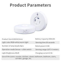Lámpara Nocturna LED Con Sensor De Movimiento Recargable RGB Para Cocina Armario Escalera Luz De Fondo Sin Cable Luz De Gabinete - details 10