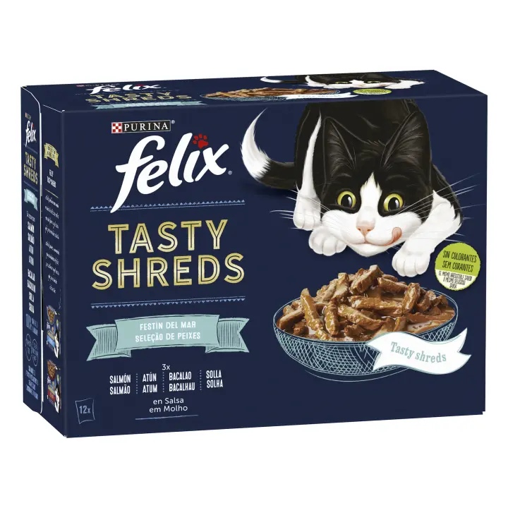 Felix Tasty Shreds Festín del Mar Filetes en Salsa para Gatos  Comida húmeda para gatos - 1