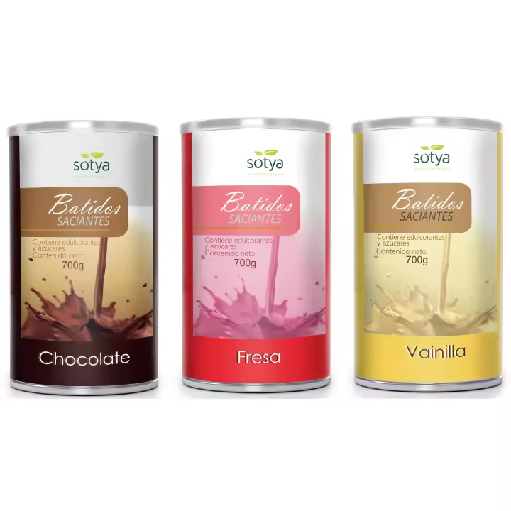 3 X BATIDO SACIANTE  Chocolate, Fresa y Vainilla  700Gr SOTYA Sustitutivo de una comida - 1