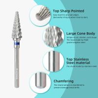 HYTOOS Bits De Taladro De Cono Para Uñas 15mm Taper Carburo Antipolvo Para Eliminación De Uñas Manicura Y Limpieza De Cutícula Gel Suave - details 3