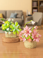 Bloques De Construcción DIY En Forma De Flor Con Plantas Suculentas Modelo De Bonsái Jardín Romántico Para Niños Y Adultos - details 6