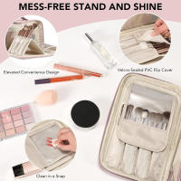 Bolsa de cosméticos de viaje, bolsa de cosméticos portátil, bolsa de almacenamiento impermeable, neceser, soporte vertical independiente para brochas - details 3