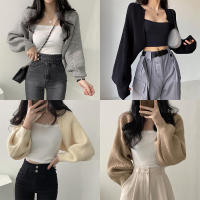 Cardigan De Mujer Elegante De Color Sólido Con Manga Larga Tejido En Nudo Chal Ultra Corto Para Otoño Chaqueta Moda Cuello Mandarín Ajuste Regular - details 16