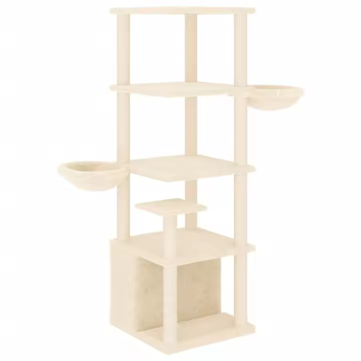 Rascador para Gatos con postes de isal color crema 147 cm - 1