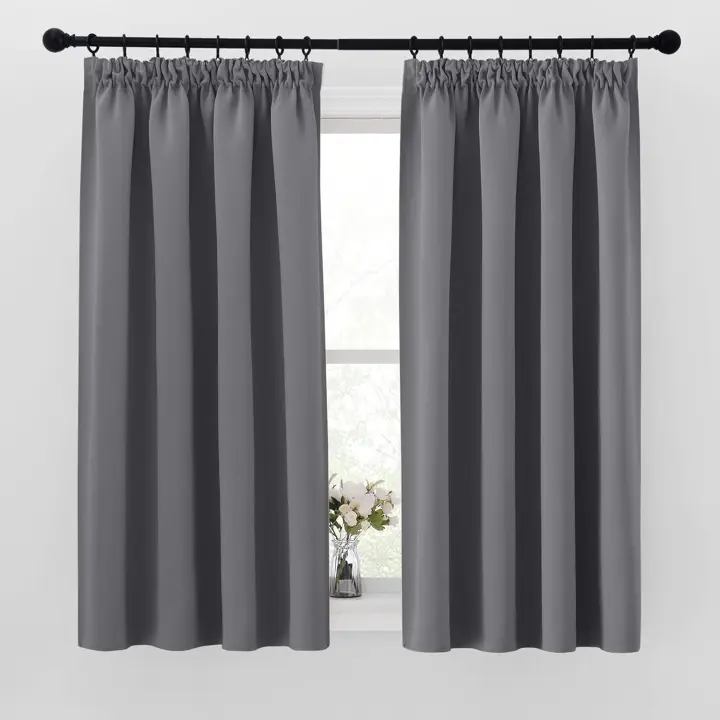 Cortinas Cortas Opacas para Ventanas de Cocina/Comedor, Cortinas Termicas Aislantes con Fruncidas 2 Piezas,140x137cm,Moca - 1