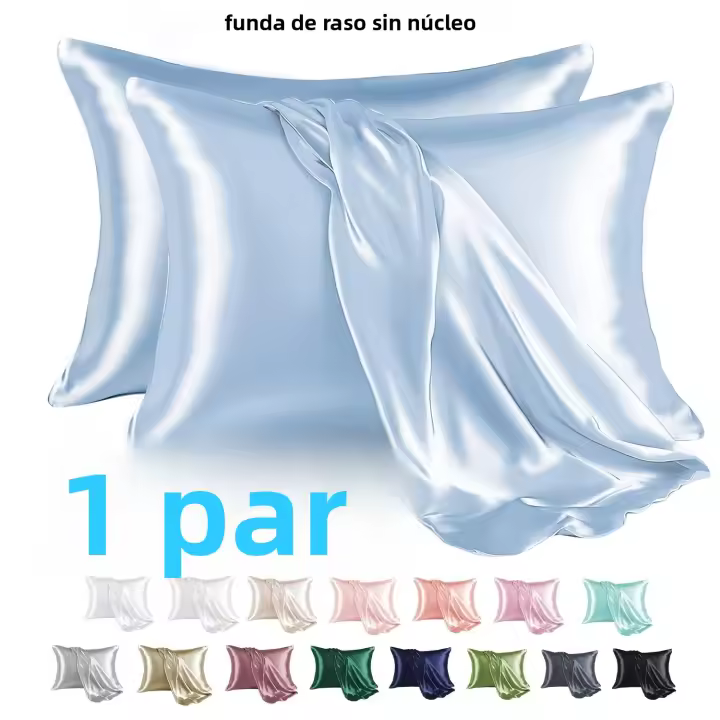 Par De Fundas Para Almohadas De Satén Anti-Allergénico Transpirable Poliéster Con Cierre De Envelope Lavable En Máquina Y Amigable Con La Piel - 1