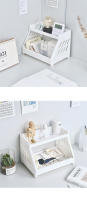 Estante De Doble Capa Para Escritorio Estilo Simple Organizador De Cosméticos Para Baño Y Oficina Estante De Terminales En Mesada Material Plástico - details 3